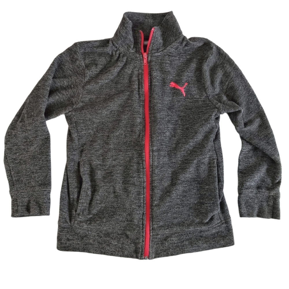 Puma Zip Up Fleece High Neck Sweater Grey M - Picture 1 of 5